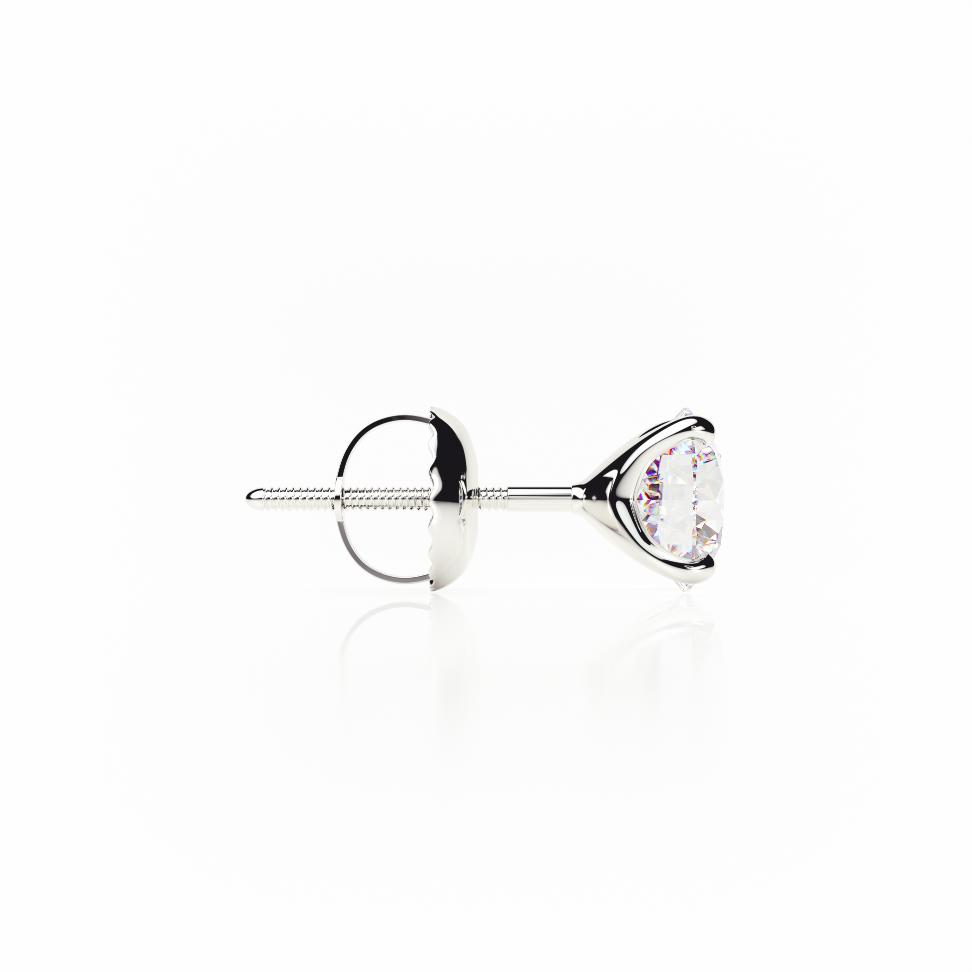 Silver earring with a clear gemstone on a white background yb jewellers screw back earrings best selling design 