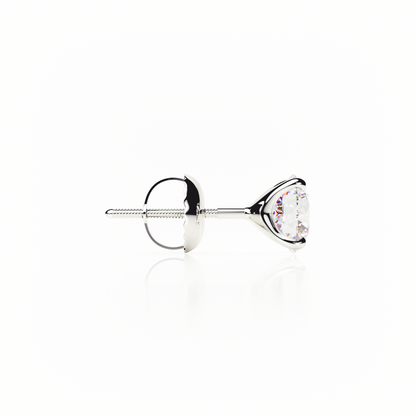 Silver earring with a clear gemstone on a white background yb jewellers screw back earrings best selling design 