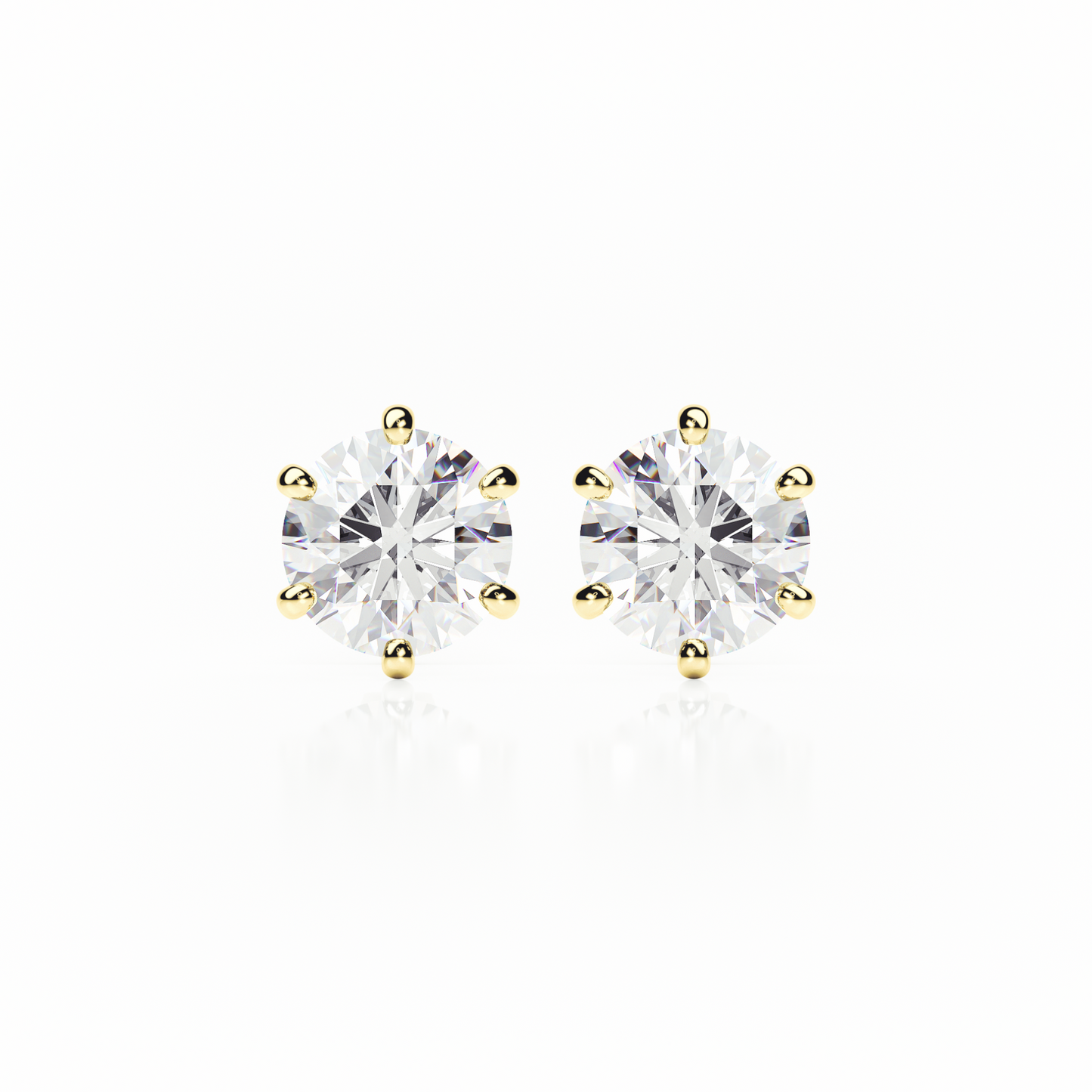 Pair of diamond stud earrings on a white background yb jewellers earrings best sellers