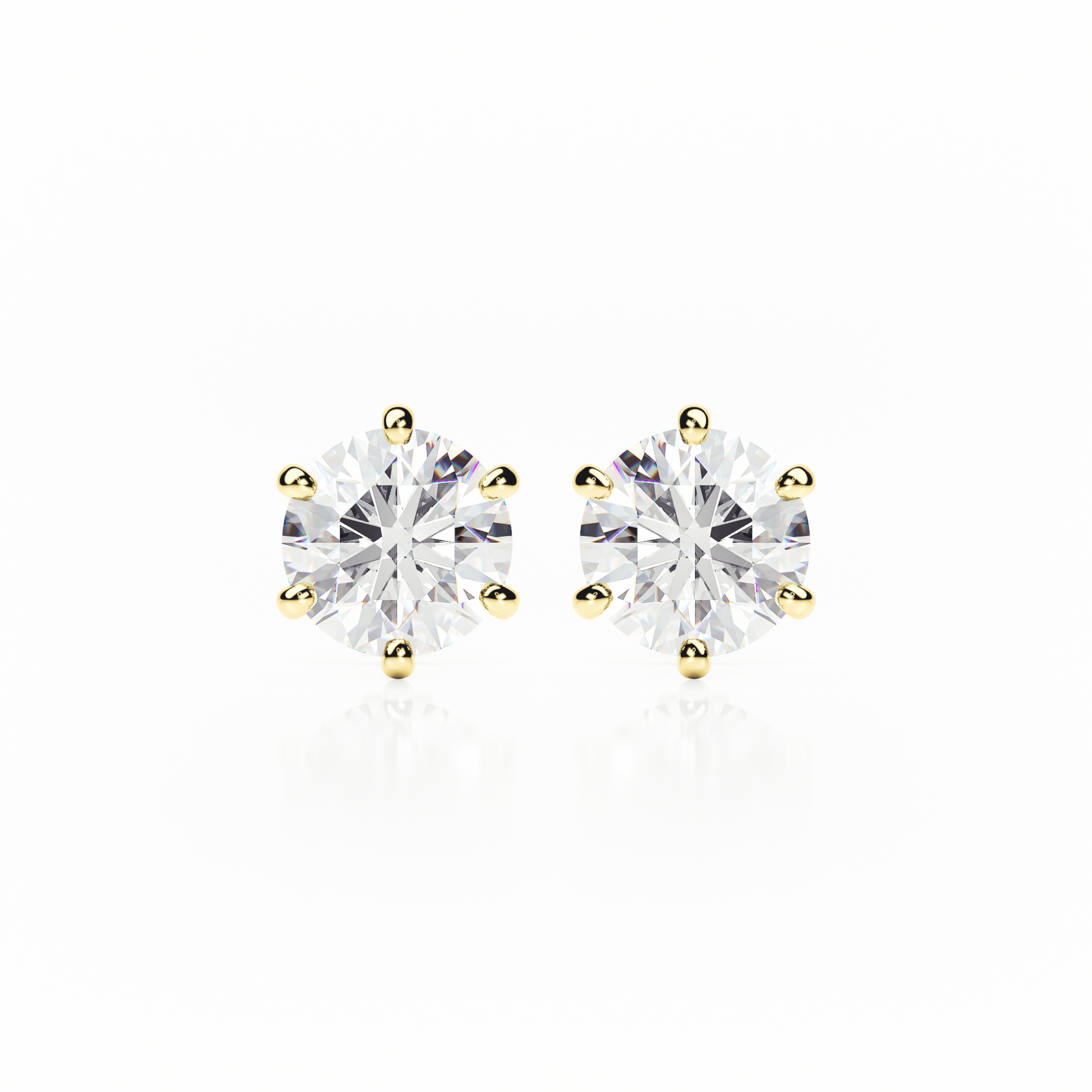 Pair of diamond stud earrings on a white background yb jewellers earrings best sellers