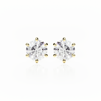 Pair of diamond stud earrings on a white background yb jewellers earrings best sellers