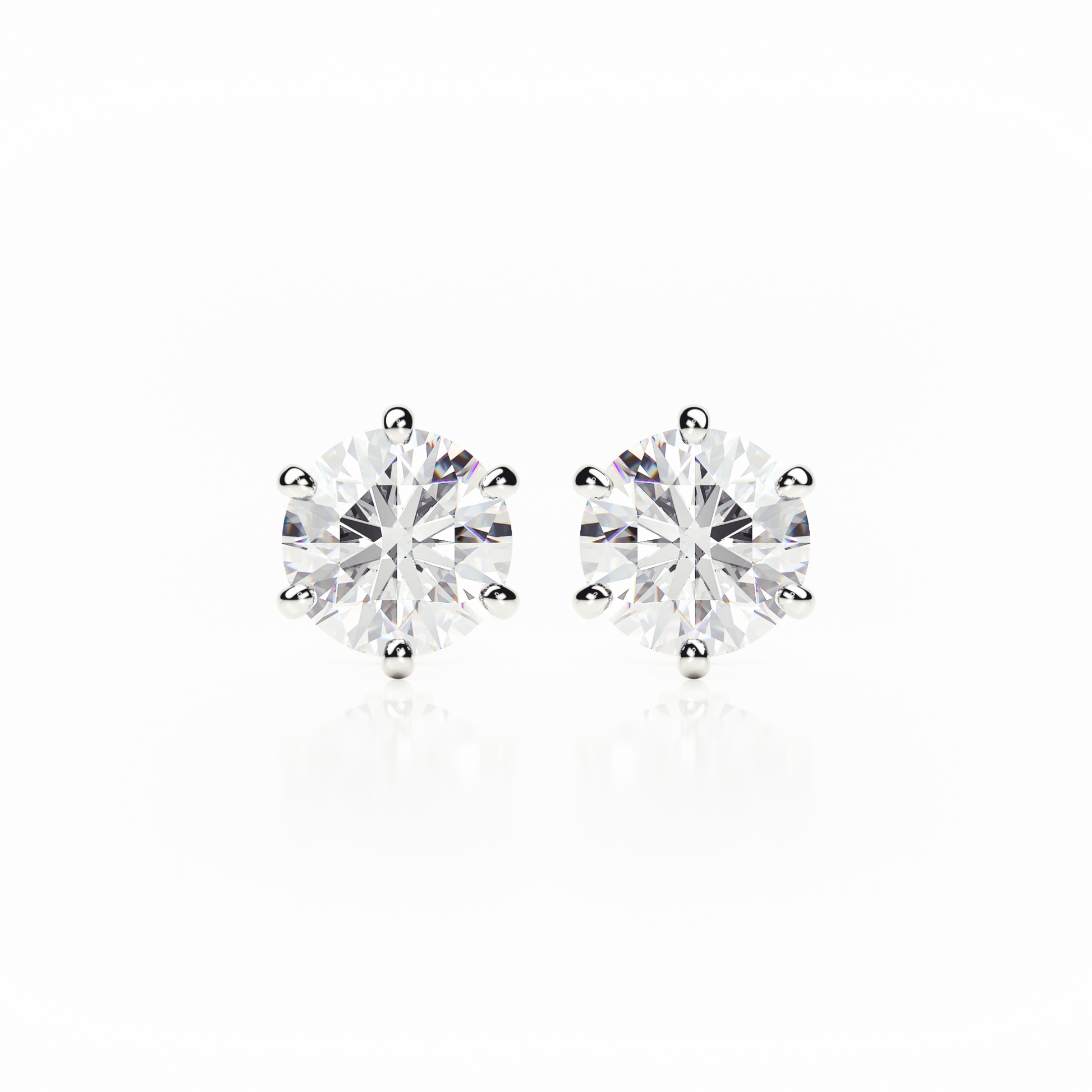 Pair of diamond stud earrings on a white background yb jewellers earrings best sellers