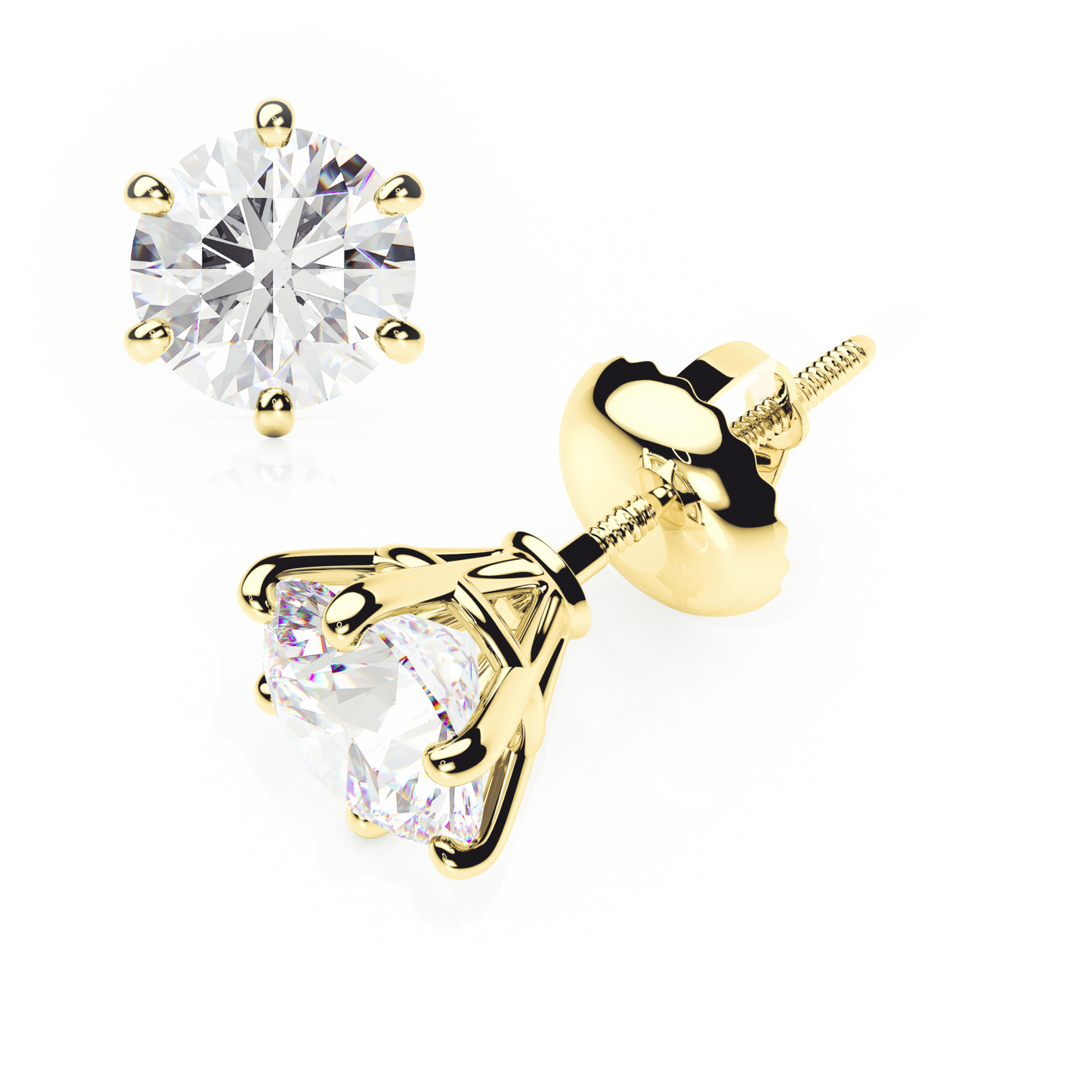 Gold stud earrings with clear gemstones on a white background yb jewellers earrings best sellers