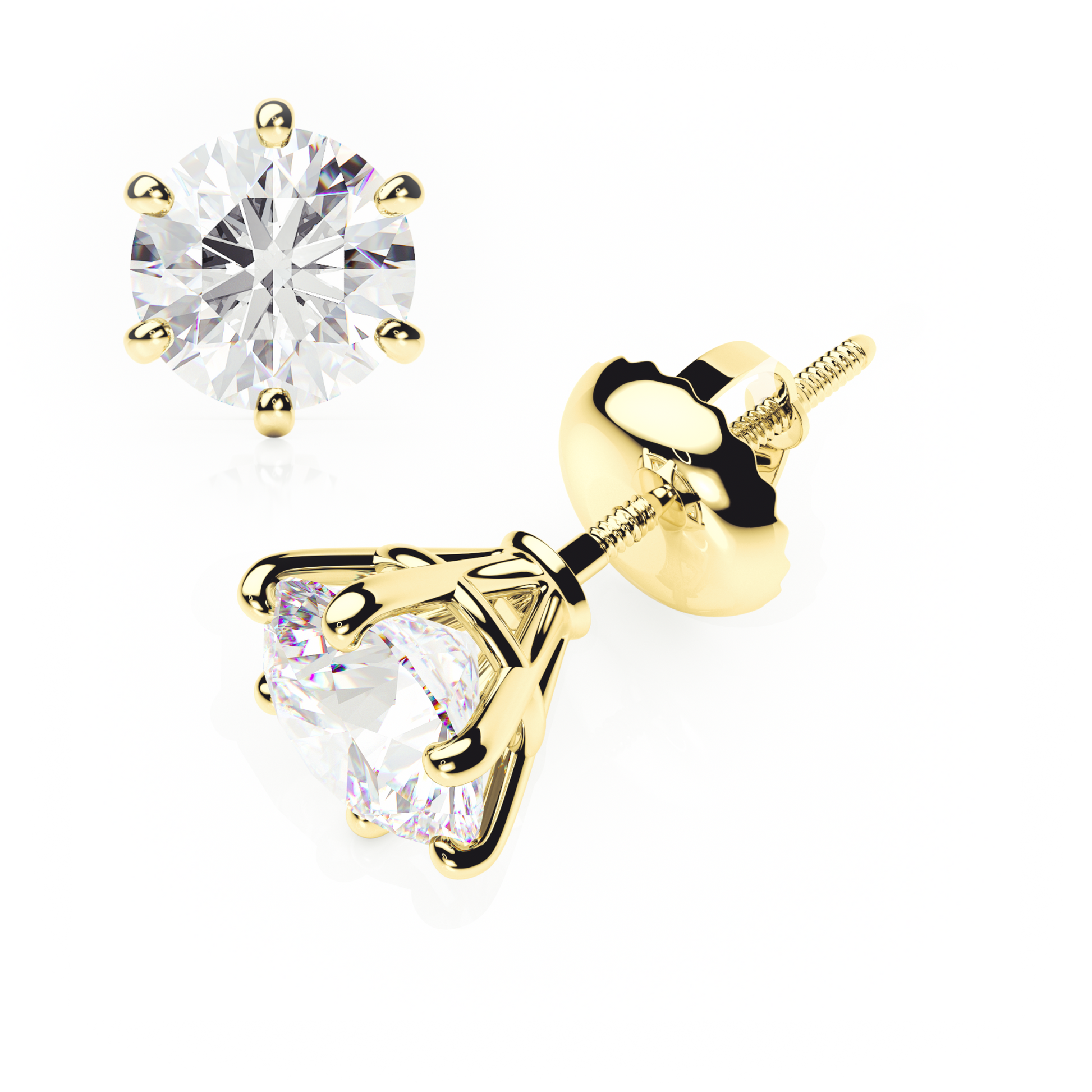 Gold stud earrings with clear gemstones on a white background yb jewellers earrings best sellers