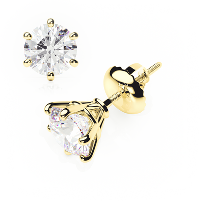 Gold stud earrings with clear gemstones on a white background yb jewellers earrings best sellers