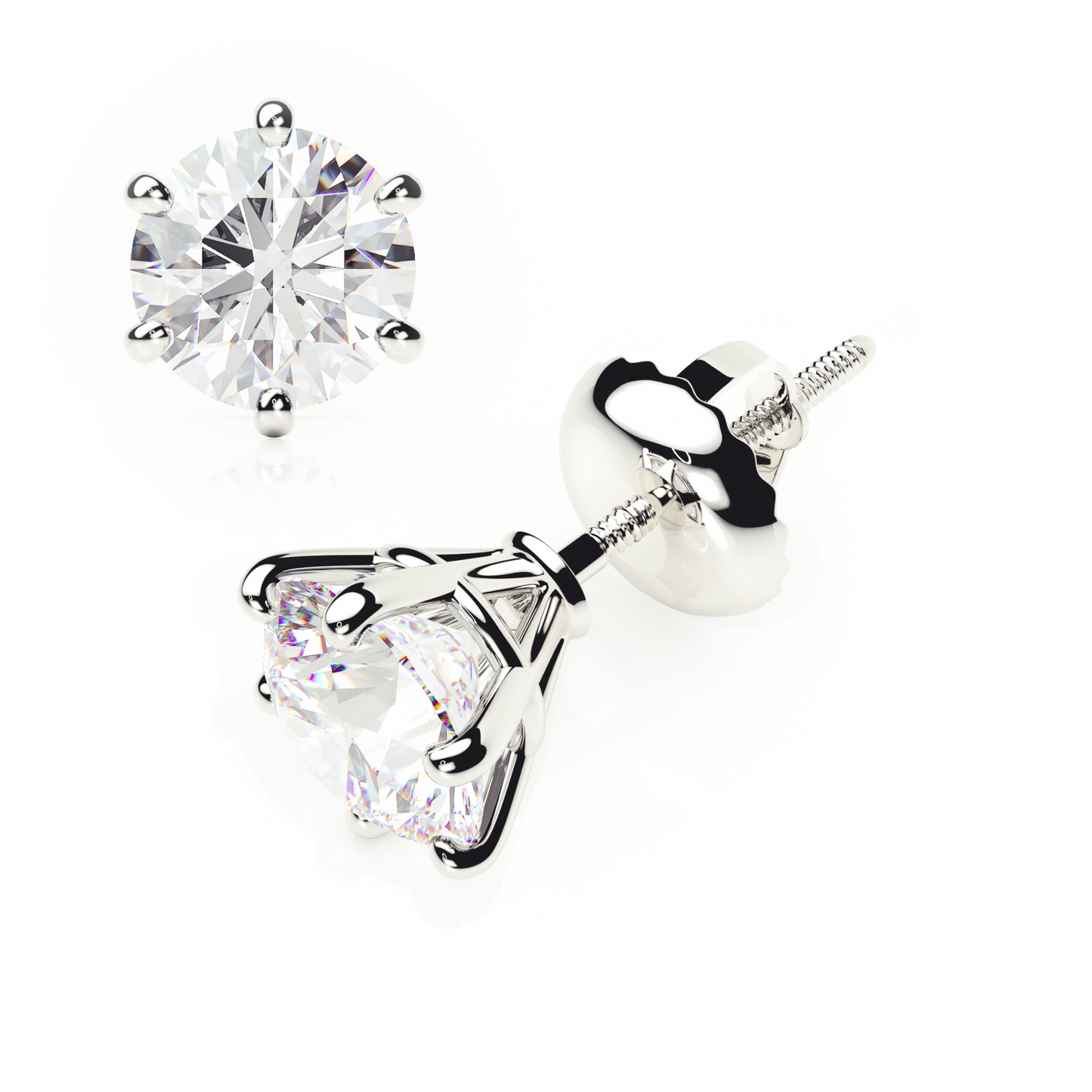 Pair of diamond stud earrings on a white background yb jewellers earrings best sellers