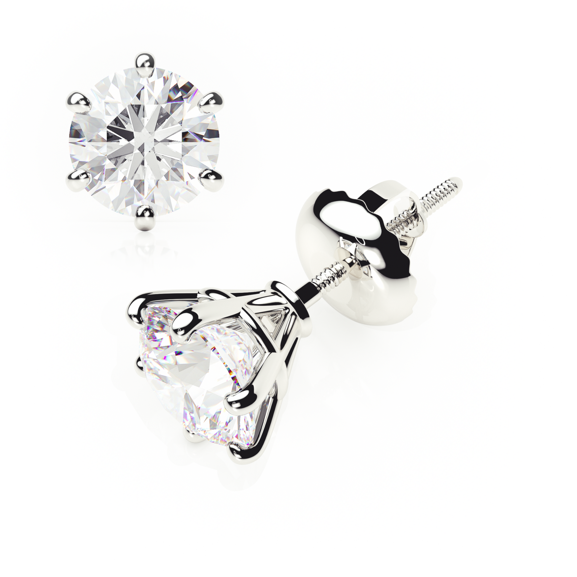 Pair of diamond stud earrings on a white background yb jewellers earrings best sellers