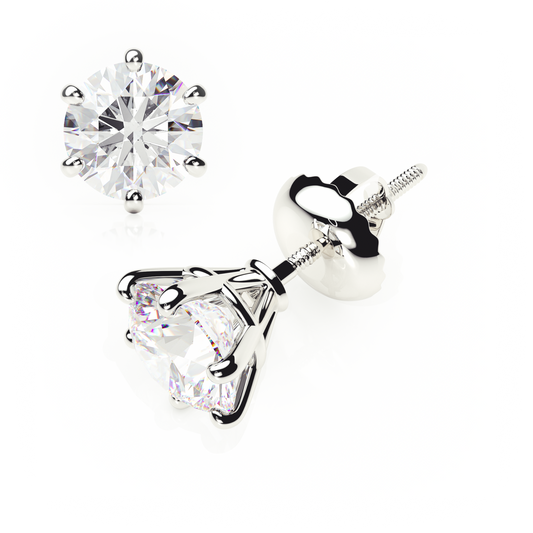 Pair of diamond stud earrings on a white background yb jewellers earrings best sellers