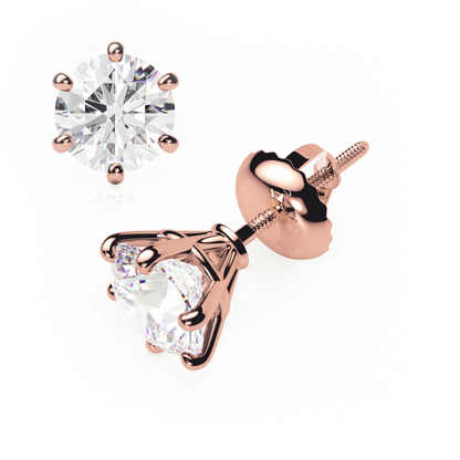 Rose gold stud earrings with clear gemstones on a white background yb jewellers earrings best sellers
