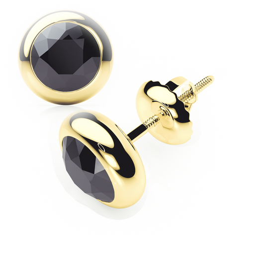 Black Diamond Earrings 0.20 CTW Studs RUBOVER 18K Rose Gold - SCREW