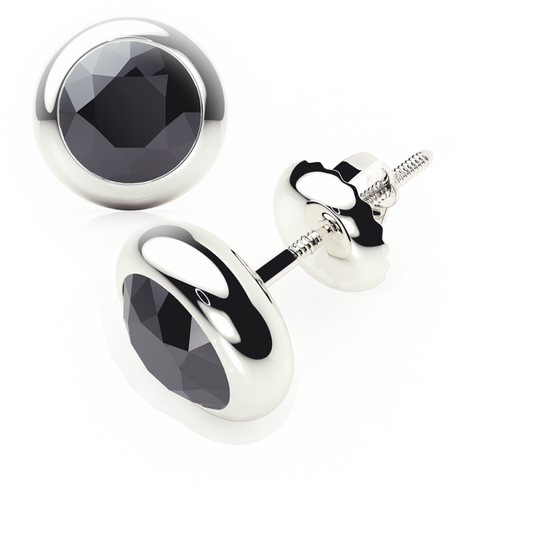 Black Diamond Earrings 0.20 CTW Studs RUBOVER 18K Rose Gold - SCREW