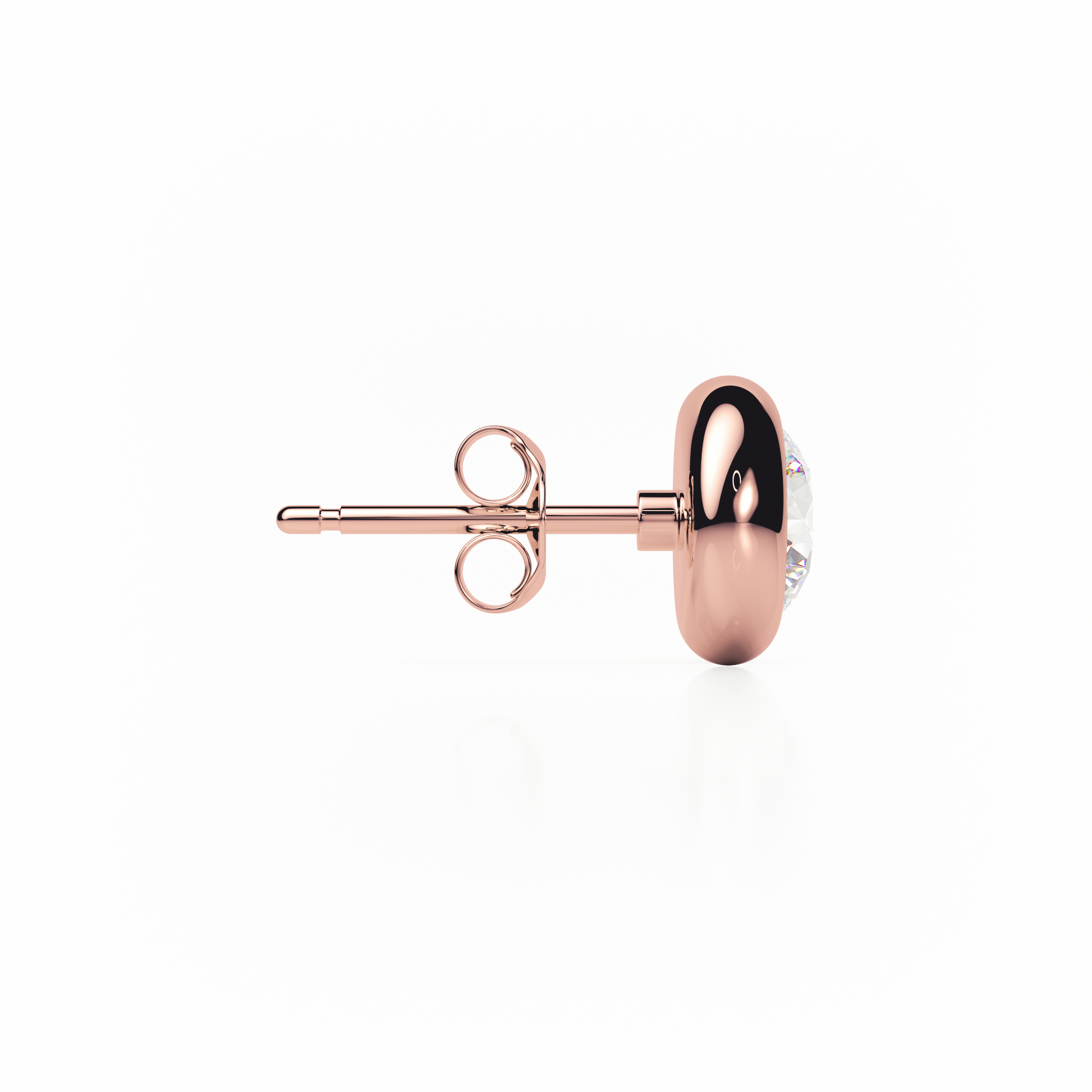 Rose gold earring on a white background