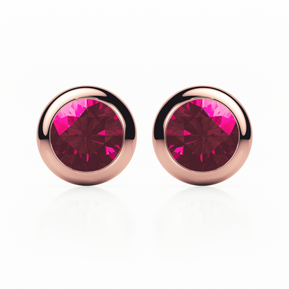 Ruby Earrings 0.20 CTW Studs RUBOVER 18K Rose Gold - SCREW