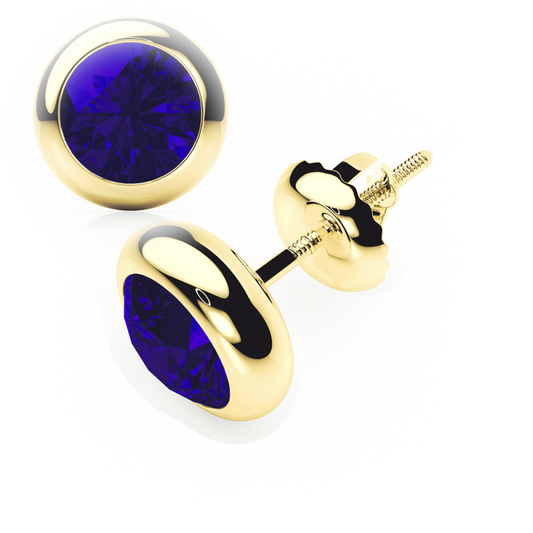 Sapphire Earrings 0.20 CTW Studs RUBOVER 18K Rose Gold - SCREW