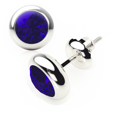 Sapphire Earrings 0.20 CTW Studs RUBOVER 18K Rose Gold - SCREW