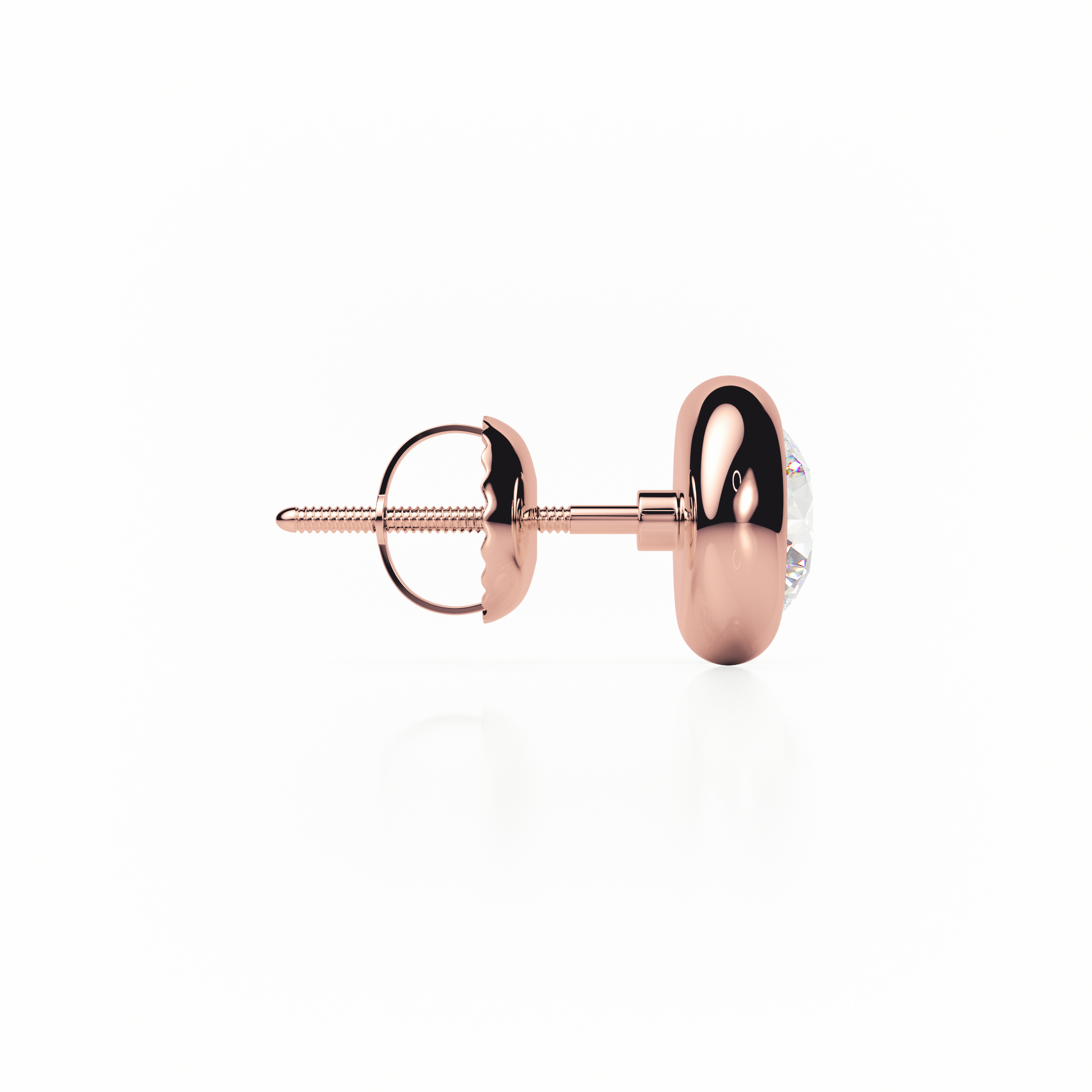 Rose gold earring on a white background
