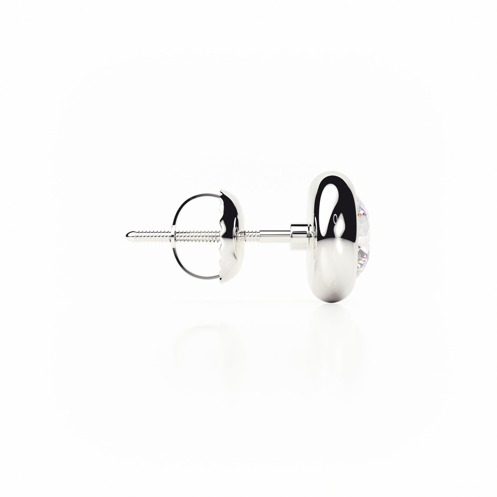 Silver earring on a white background