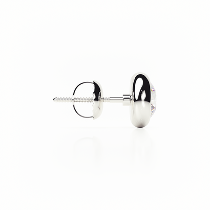 Silver earring on a white background