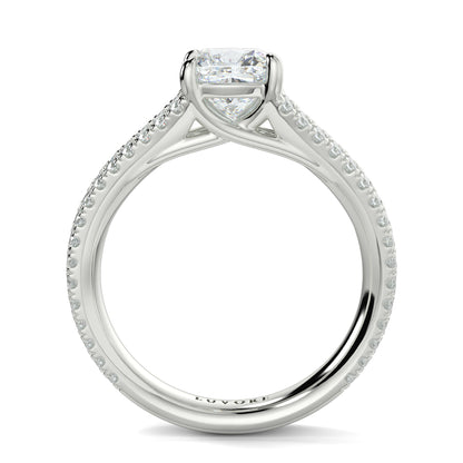 Diamond ring with a visible brand name on a white background  Yb jewellers engagement ring split band 
