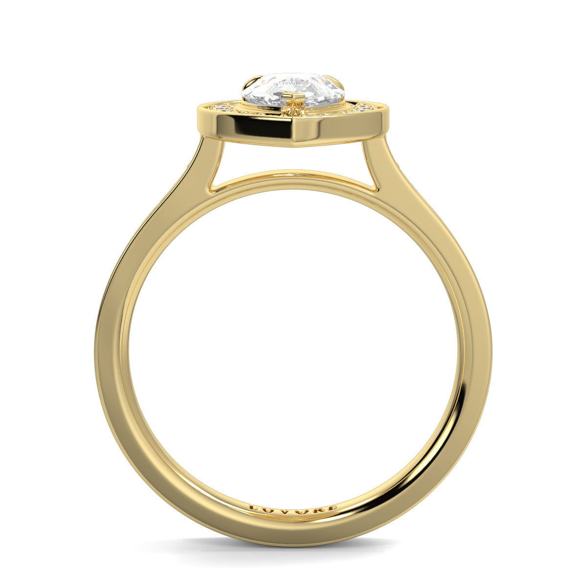 Gold ring with a diamond on a white background Pear shaped diamond engagement ring Yb jewellers trending ring designs