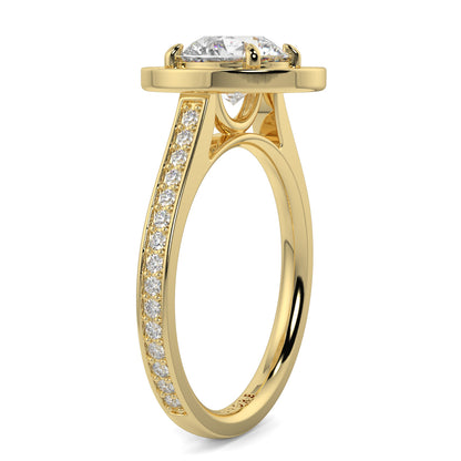 Gold ring with a diamond on a white background engagement ring Yb jewellers trending design