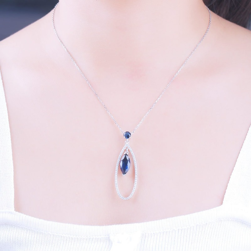 Sapphire Marquise Diamond Oval Pendant