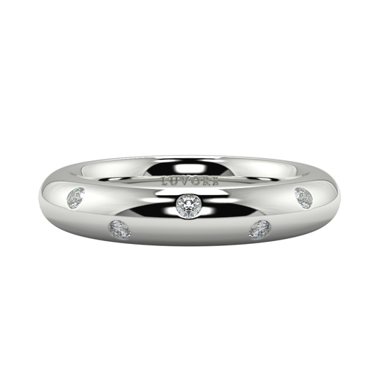 Wedding Band Diamond Set Rounded Court Shape Gents And Ladies
