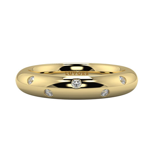 Wedding Band Diamond Set Rounded Court Shape Gents And Ladies