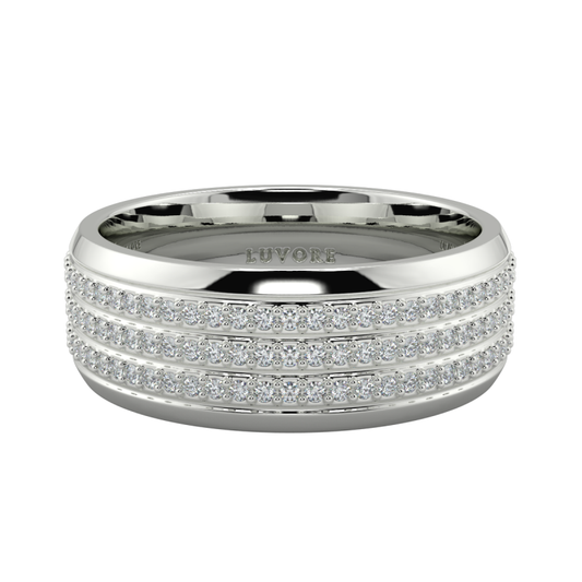 3 Row Diamond Set Wedding Band