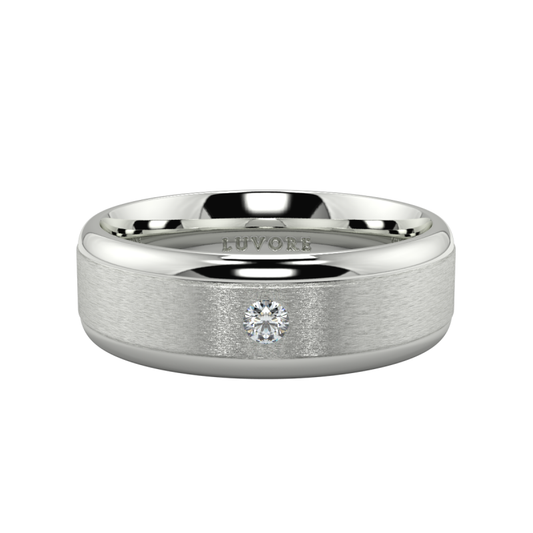 Gents Round Cut Diamond Wedding Two Tone Matte Finish Bands