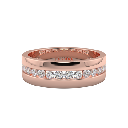 Round Cut Diamond Wedding Single Diamond Row Bands