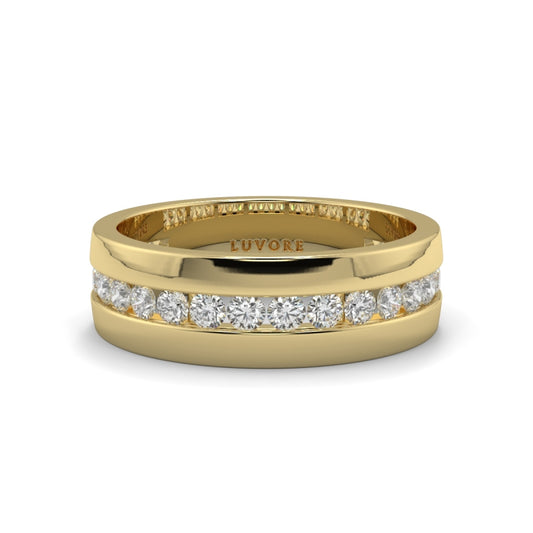Round Cut Diamond Wedding Single Diamond Row Bands