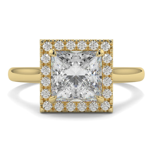 Halo Plain Shoulder Princess Shape Ring