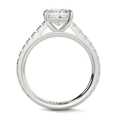 Diamond ring with a heart-shaped center stone on a white background Yb jewellers engagement ring straight band