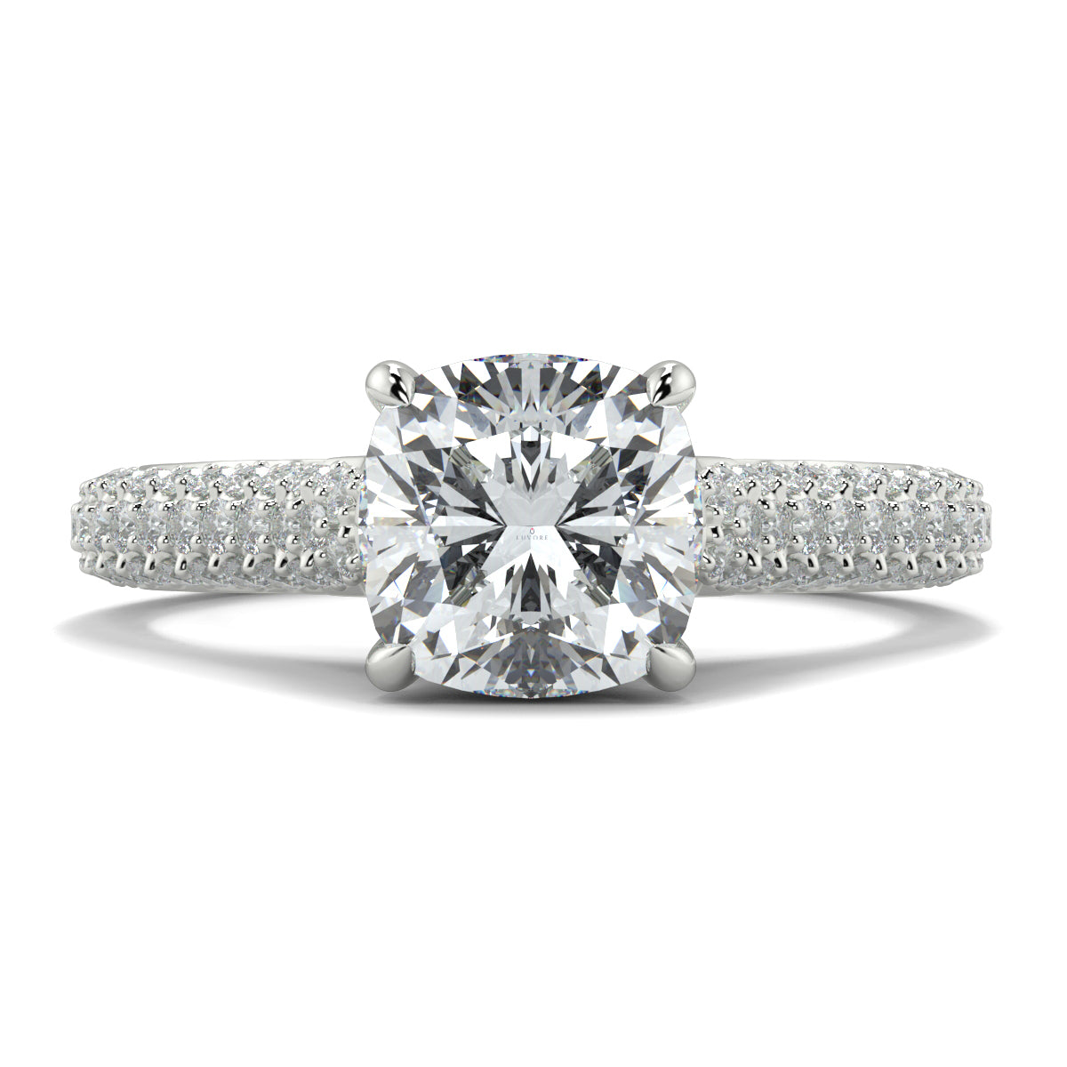 Diamond ring with a large central gemstone on a white background Yb jewellers engagement ring straight band