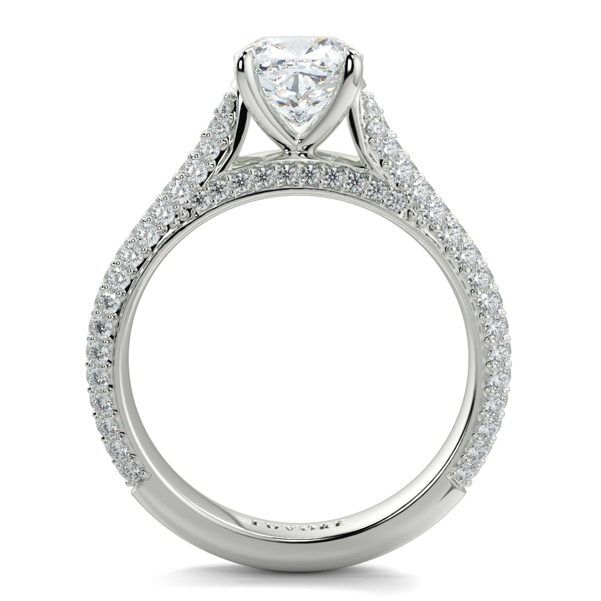 Diamond ring with a heart-shaped center stone on a white background Yb jewellers engagement ring straight band