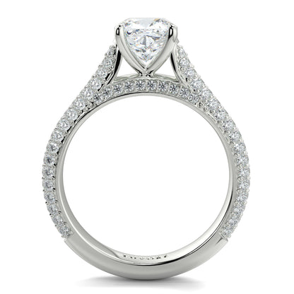 Diamond ring with a heart-shaped center stone on a white background Yb jewellers engagement ring straight band