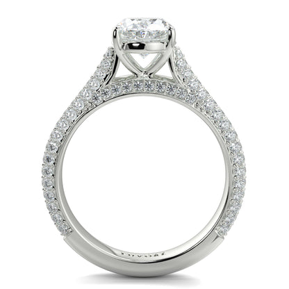 Diamond ring with a white gemstone on a white background Yb jewellers engagement ring straight band
