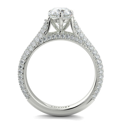 Diamond ring with a white gemstone on a white background Yb jewellers engagement ring straight band