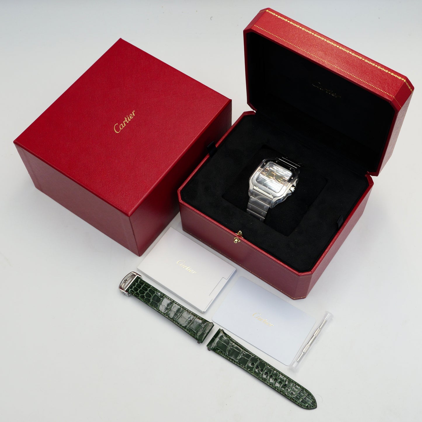 Cartier Santos De Cartier Green Dial WSSA0062 - Full Set (2024)