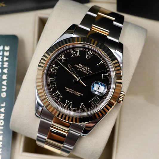 Rolex Datejust II Steel & 18K Gold Black Roman Numeral 116333 - Full Set (2016)