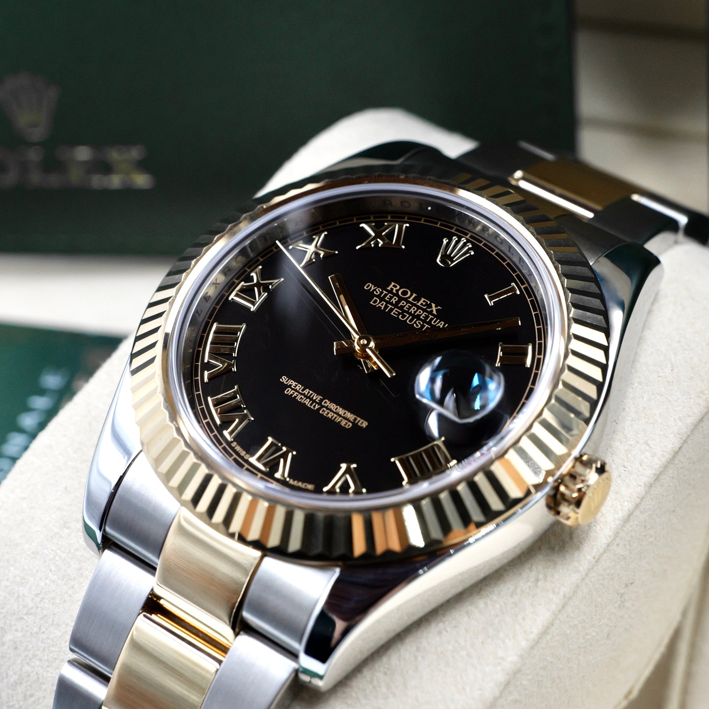 Rolex Datejust II Steel & 18K Gold Black Roman Numeral 116333 - Full Set (2016)