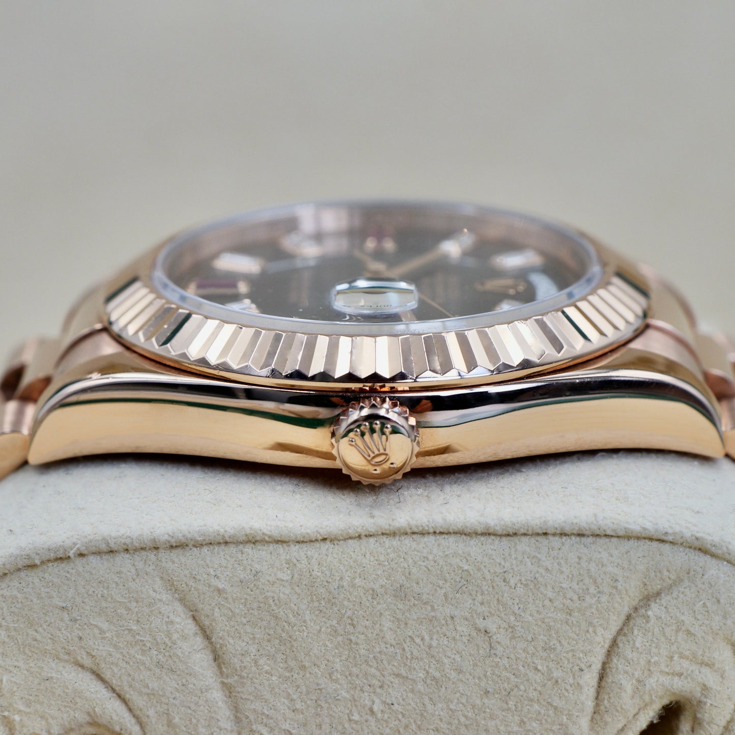 Rolex Day-Date II Rose Gold Ruby Dial 218235 - Full Set (2013)
