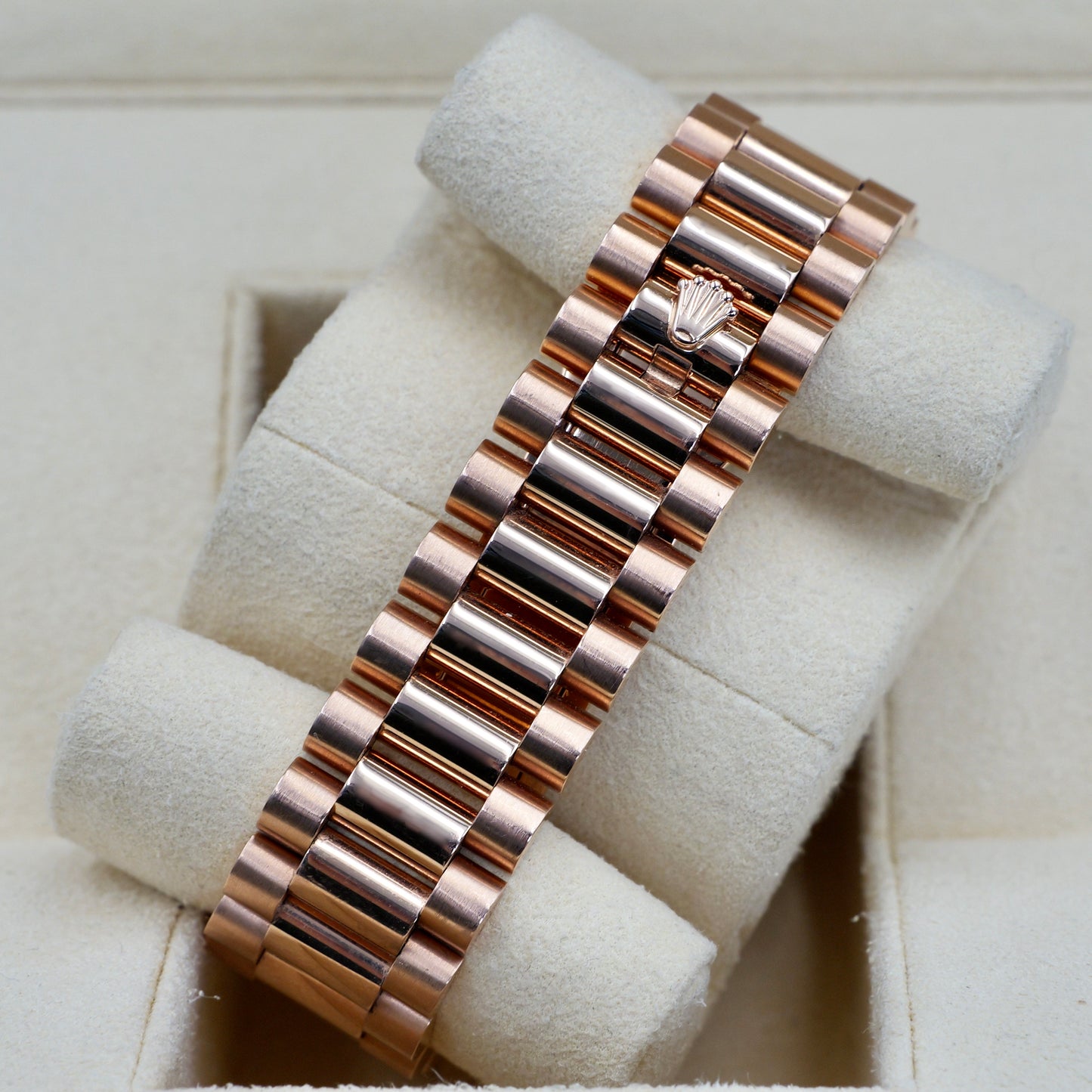 Rolex Day-Date II Rose Gold Ruby Dial 218235 - Full Set (2013)