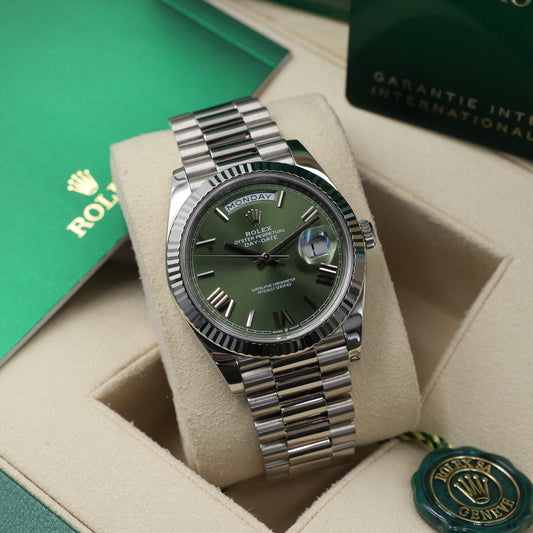 Rolex Day-Date 40 Olive White Gold 228239 - Full Set (2021)
