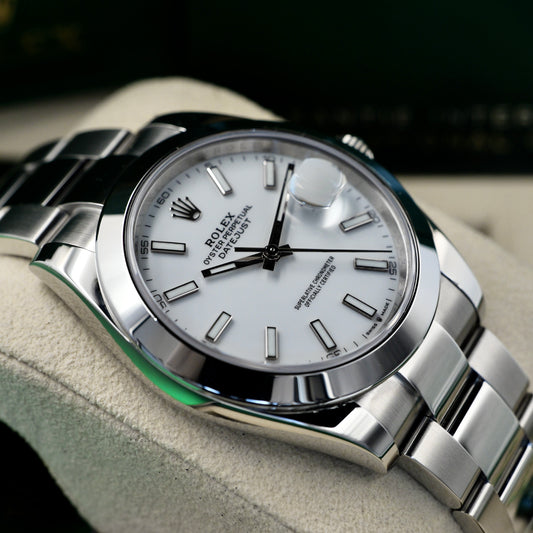 Rolex Datejust 41 White Baton Dial 126300 - Full Set (2021)