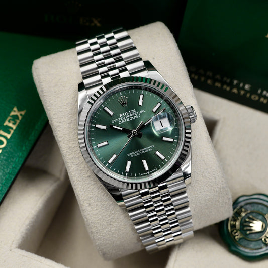 Rolex Datejust 36 Mint Green Fluted Jubilee 126234 - Full Set (2025)