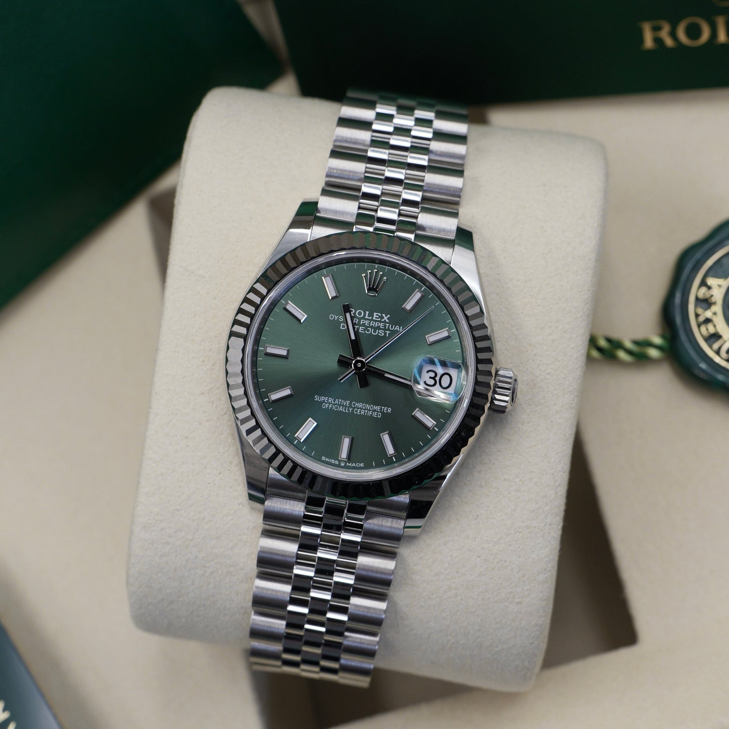 Rolex Datejust 31 Mint Green Fluted Jubilee 278274 - Full Set (2025)