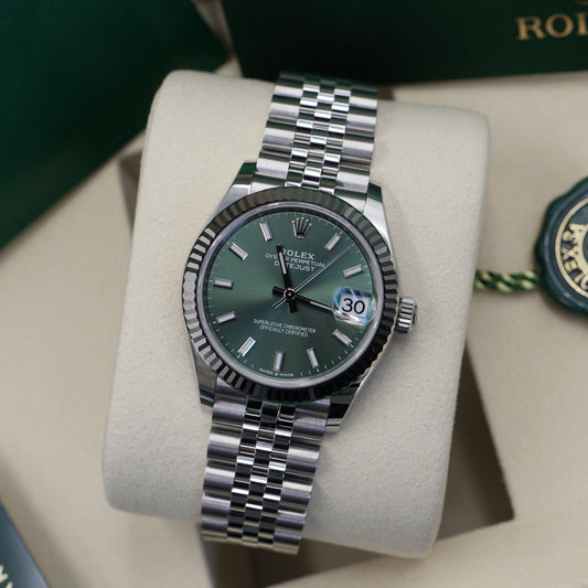 Rolex Datejust 31 Mint Green Fluted Jubilee 278274 - Full Set (2025)