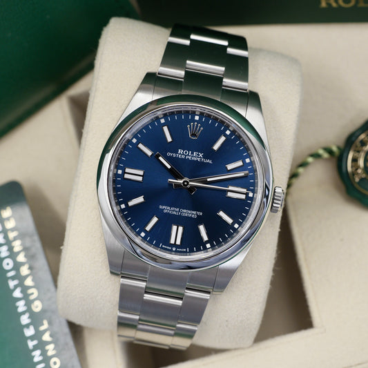 Rolex Oyster Perpetual 41 Blue Sunburst Dial 124300 - Full Set (2024)